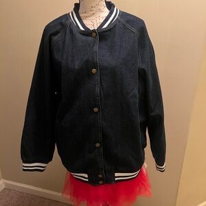 Wild Fable Navy Bomber Jacket with White Stripes